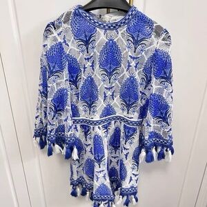Alice McCall Royal Blue and White Lace Top
